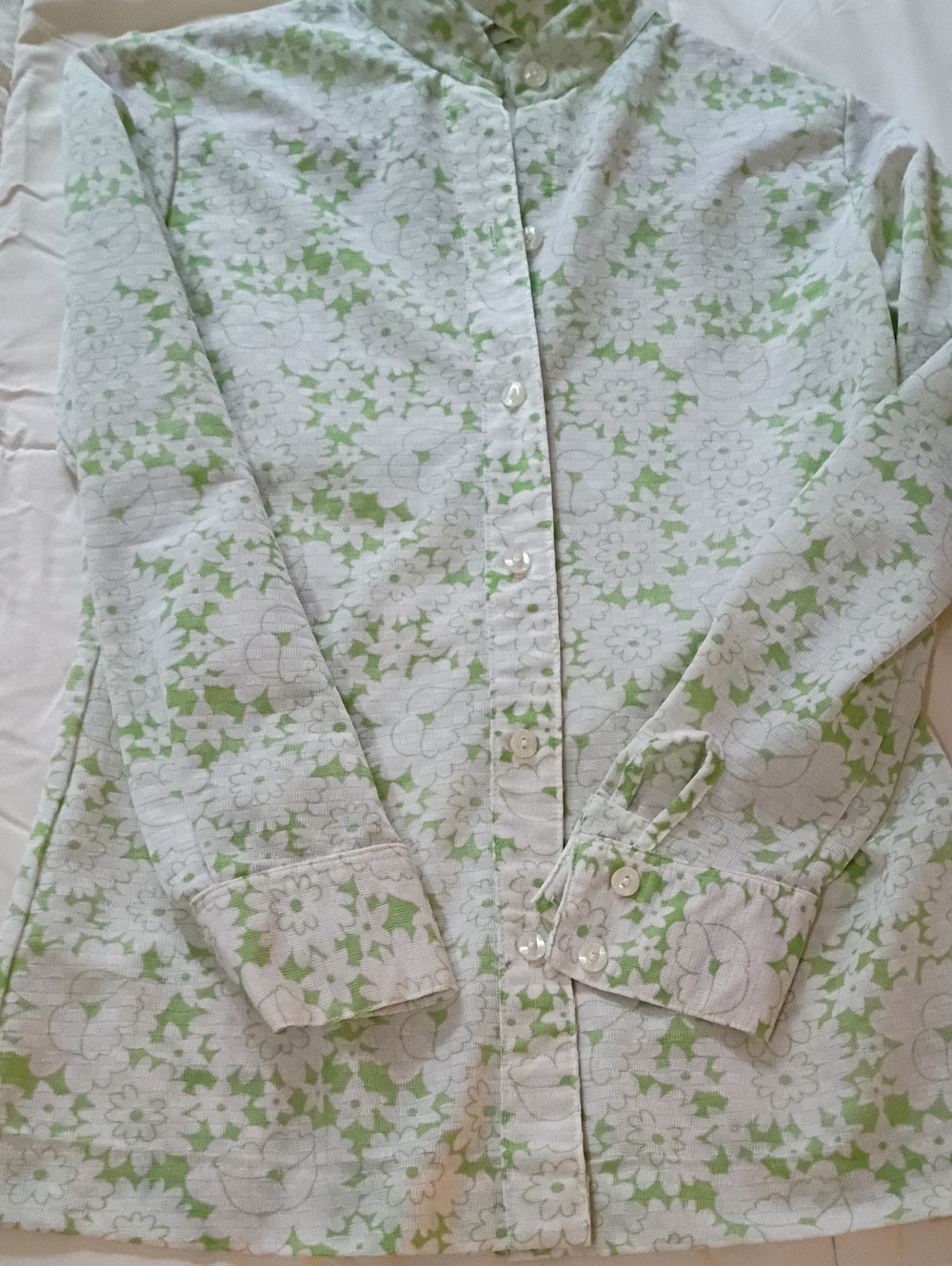 Light Green Floral Button-Up Shirt